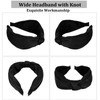 Black Top Knot Headband for Women Non Slip Fashion Wide