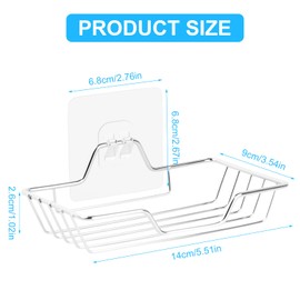 Dokpav 2PCS Soporte para Jabón, Soporte de jabón Montado, Soporte jaboneras de Ducha Autoadhesivas, Soporte Jabonera De Acero Inoxidable, para Baño, Bañera, Fregadero de Cocina (Plata)