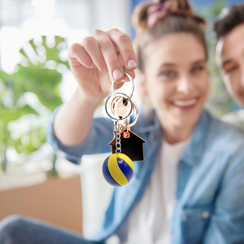 AUTOZOCO Colourful Plastic Volleyball Keyring, Colourful