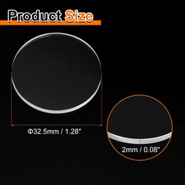 HARFINGTON Watch Crystal Glass Len 32.5mm Dia 2mm Thick Flat Round Clear Sapphire Glasses Watches Face Crystals Lens Replacement for Watchmaker Repair