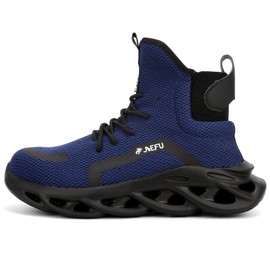 XUNRUO Work Safety Boots for Men and Women Steel Toe Lightweight Breathable Pull on Construction Boots 121 Blue 41