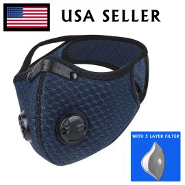 Blockade Masks Face Mask Mesh Face Cover Filter Navy Blue USA Seller - Size Large Cool 3D Mesh