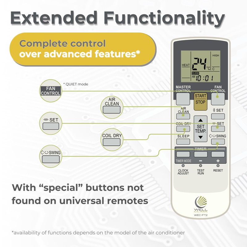 Wellclima WEC-FT1 Remote Compatible with Fujitsu and General Air Conditioners,
