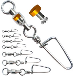 NewShot Fishing Barrel Swivels, High Strength Rolling Ball Bearing Snaps Lure Connector Clips, Saltwater or Freshwater Fishing Accessories, Pack of 20