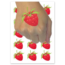 Juicy Ripe Raspberry Berry Fruit Temporary Tattoo Water Resistant Fake Body Art Set Collection - 15 2" Tattoos (1 Sheet)