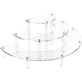 3-Tier Acrylic Display Risers – Half Moon Clear Stand for Cupcakes, Perfume, Desserts, Food Display, and Collectible Organization - Item Shape: 2 Pack
