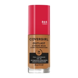 Covergirl Outlast Extreme Wear 3-in-1 Full Coverage Liquid Foundation, SPF 18 Sunscreen, Tawny, 1 Fl. Oz.