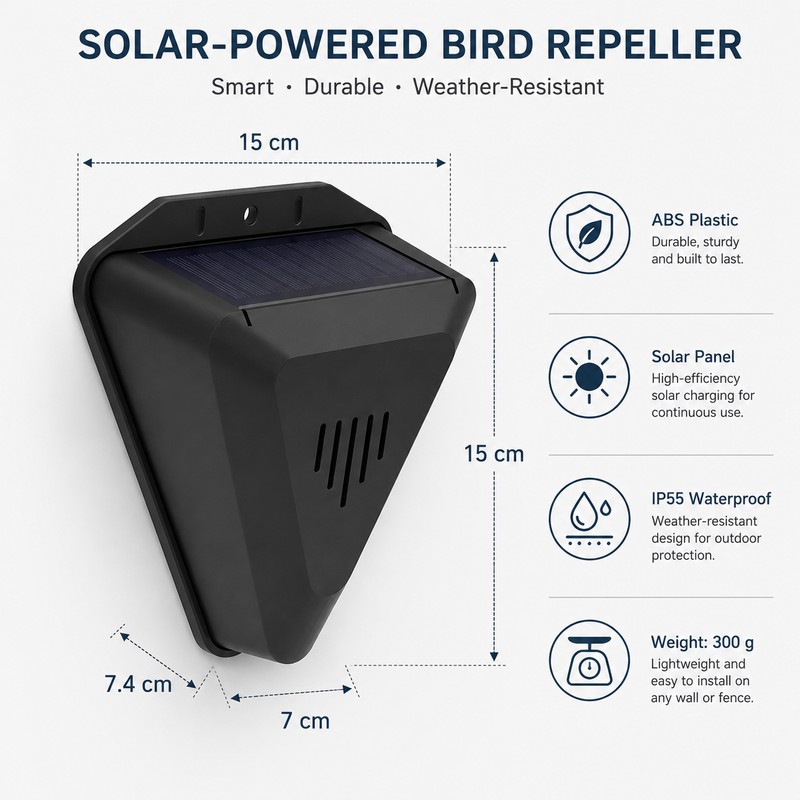 Solar Bird Repeller for Gardens – 13-Sound Weather-Resistant Animal Deterrent