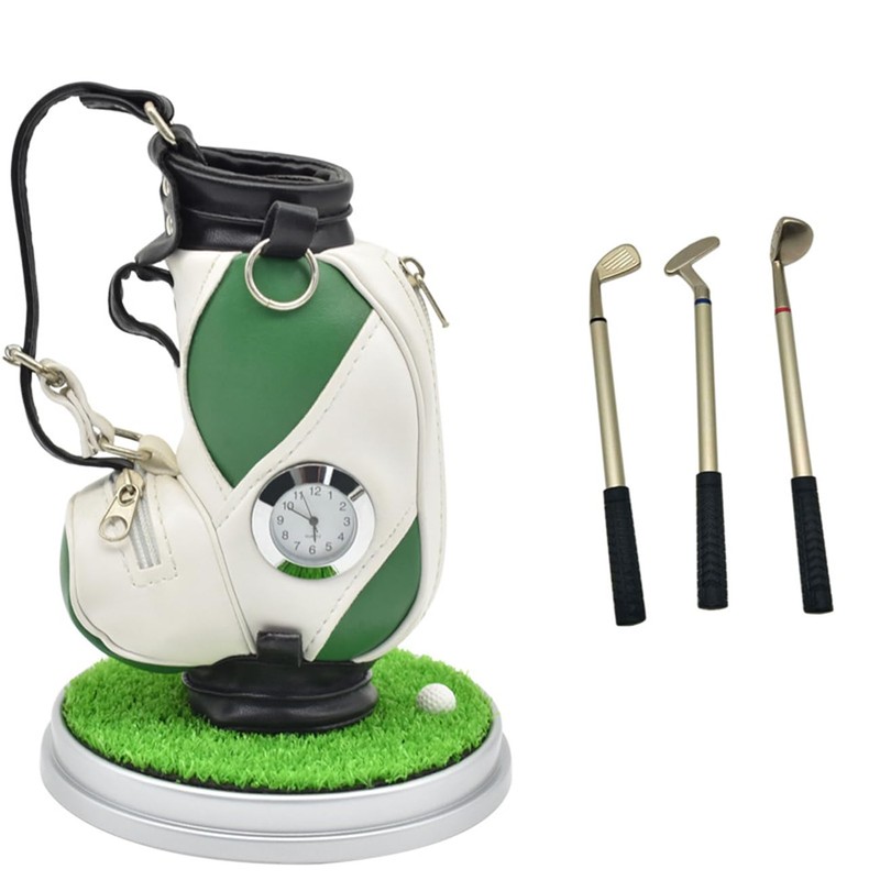 YUTONG Golf Desk Ornament with Clock, Cart Holder, 3 Aluminum