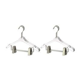 YBM Home Quality Acrylic Clear Hangers with Clips Made of Clear Acrylic for a Luxurious Look and Feel for Wardrobe Closet, Clothes Hangers Organizes Closet, Kid, Silver, 4112-6