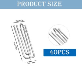 DUDUI Pack of 40 Curtain Hooks Metal, Stainless Steel Curtain Hooks with 4 Prongs, Curtain Hooks for Rails and Curtain Rings Rails