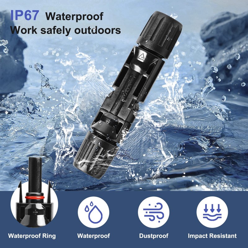 Solsop Solar Plug - Male/Female Solar Plug, IP67 Waterproof PV