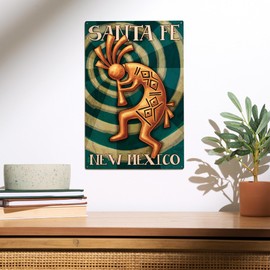 Lantern Press 10x15 Inch Wood Sign, Ready to Hang Wall Decor, Santa Fe, New Mexico, Kokopelli