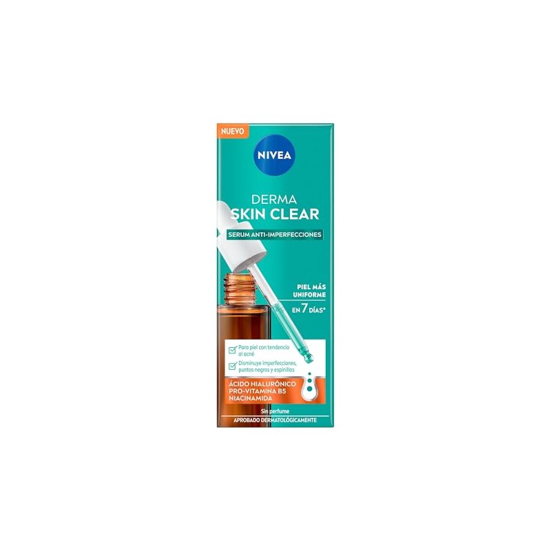 NIVEA Serum Anti-Imperfecciones Derma Skin Clear 30ml, Con Ácido Hialurónico,
