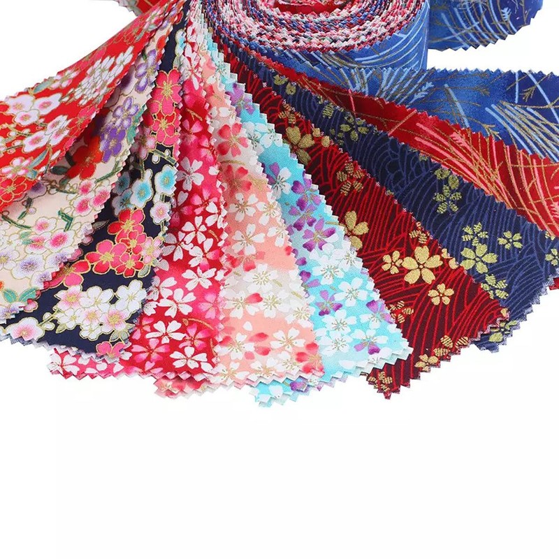 CraftsFabrics 20pcs 2.4x42" Floral Gold Metallic Bronzing Jelly Rolls Quilting