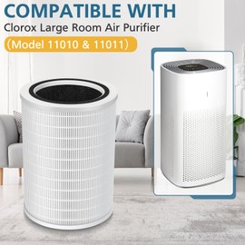 12010 True HEPA Replacement Filter Compatible with Clorox 11010 & 11011 Air Purifier, Large Rooms up to 1,500 Sq Ft, 3-in-1 H13 True HEPA Filter (12010), 1 PACK