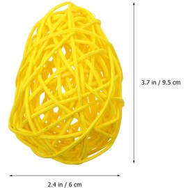 5-Pack Rattan Wicker Balls Easter Egg Shape Wicker Ball Ornament for Craft DIY, Wedding Decoration, Christmas Tree, House Ornaments, Vase Fillers
