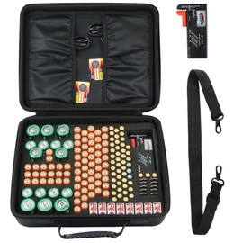 co2CREA Organizer Storage Case for Household Batteries 3V 9V 9 Volt AA AAA C Coin Button Cell D Everyday Alkaline Battery Hard Battery Organizer Storage Box, Carrying Case Holder - Holds 153 Batteries