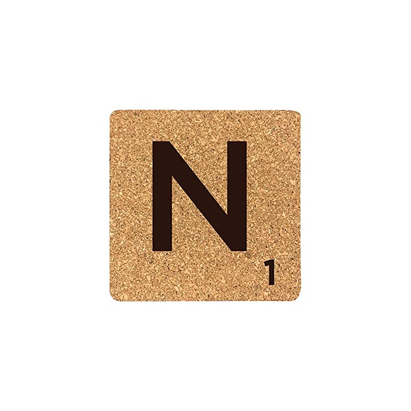 eBuyGB Scrabble Drinks Coasters, Square Cork Coaster, Individual Alphabet Letters,