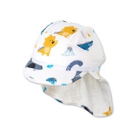 Sterntaler Unisex Children's Peaked Cap Neck Protection Dinos Children's Hat, ecru