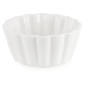 com-four® 3-Piece Serving Set - Small White Serving Bowls - Grosgrain Ceramic Bowls for Appetizers and Desserts (3 Pieces - Round/Grosgrain Ribbed)