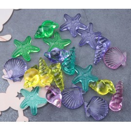 Ruwado 100 Gram Acrylic Seashells Conch Plastic Various Colorful Large Starfish 4 Styles Simulation Ocean Animals for Home Party Decoration Crafting Beach Theme Parties Décor