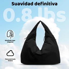 YELIY Bolso Tote para Mujer - Bolso de Mano Drapeado de Color Sólido, Gran Capacidad Moda Hombro Bolsas, Múltiples Bolsillos, Impermeables Bolsas de Lona para Diario Oficina, Viajes, Escuela(Negro)