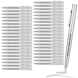 100 Pcs Wedding Pens Metal Slim Ballpoint Pens 1 mm Medium Point Metallic Retractable Pens Black Ink Fancy Wedding Pens for Bridal Shower Party Gift Guest Office Business Students Teachers (Silver)