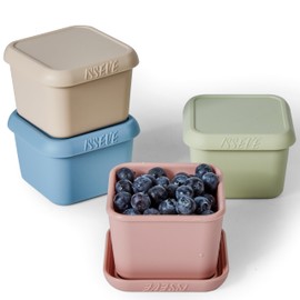 ISSEVE 4pack 6oz Silicone Snack Containers for Kids, Reusable Small Containers with Lids, Leak Proof Food Storage Containers, Children Kids Lunch Box for Daycare, School, Travel (Morandi color)