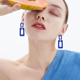 Acrylic Geometric Dangle Earring for Women Boho Lightweight Earring Cute Candy Trendy Chunky Earrings Retro Acrylic Square Statement Drop Earrings (Blue Square)