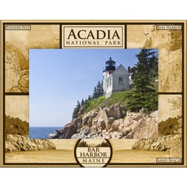 Saddle Mountain Souvenir Acadia National Park Laser Engraved Wood Picture Frame Landscape (5 x 7)