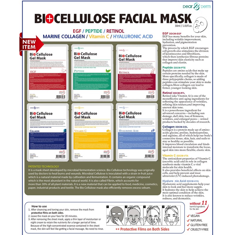 Bio Cellulose Gel Mask, Skincare Face sheet mask, Facial sheet