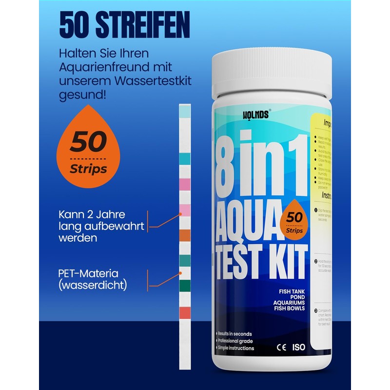 Wolmds Aquarium Test Strips - 8-in-1 Aquarium Water Test Case: