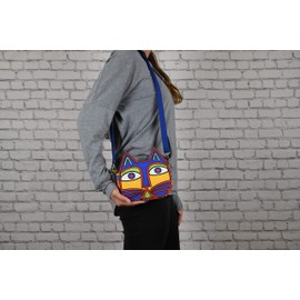 Cat-On-the-Bag A-Mews-Ing Kitty Face Fun Colorful Cat Crossbody Bag | One Pocket Sling Bag Cat Purse | Cute Gifts for Cat Lovers for Everyday Use, Travel, and More