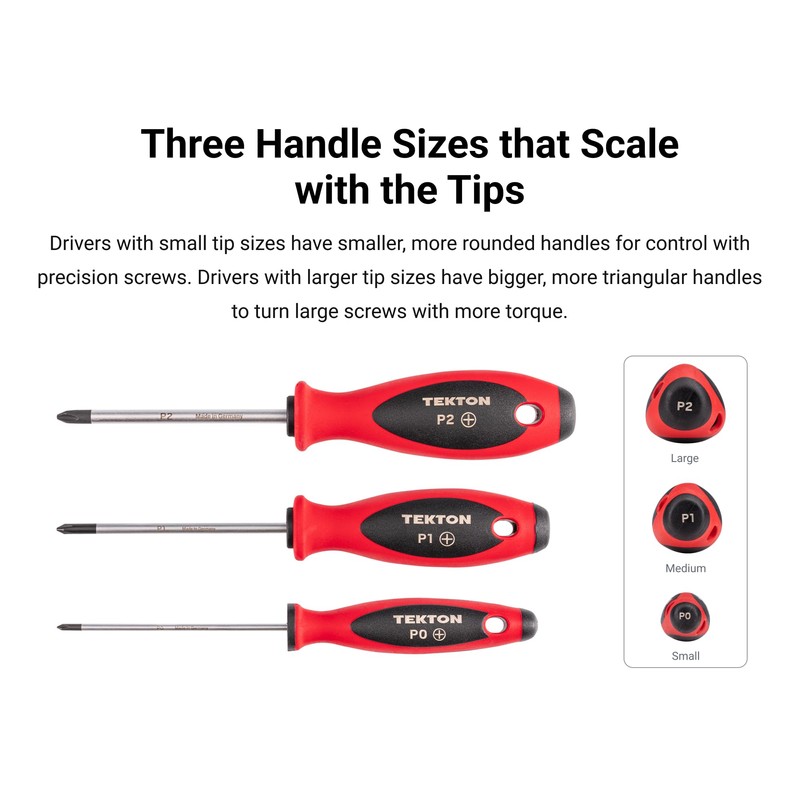 TEKTON Phillips Screwdriver Set - 4, 8 Inch Shanks, 8-Piece