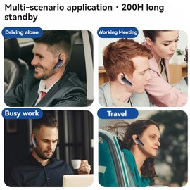 TMGADTDU Bluetooth Headset, Single-Ear Wireless Earpiece with ENC Noise Canceling Mic, 30Hrs Call Time Handsfree Wireless Earbuds, 200 Hrs Standby Time Headphones for iOS Android/Office/Drivin
