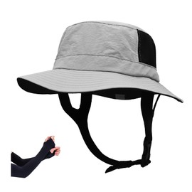 Rosyeon Surf Bucket Sun Hat - Surf Hat UPF 50+ UV Protection, Waterproof Surf Sun Hat Chin Strap Surfing Fishing Water Sports | Gray