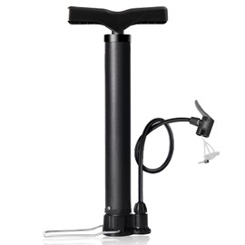 Bicycle Air Pump, Floor Pump, Aluminum, Compatible with American / Presta / English Valves, Maximum Air Pressure of 120 Psi, Suitable for Road Bikes, Cross Bikes, Balls, Balls, Floats, Balloons, etc., Includes Needles and Stabilizing Foot Pegs, Mini, Lig