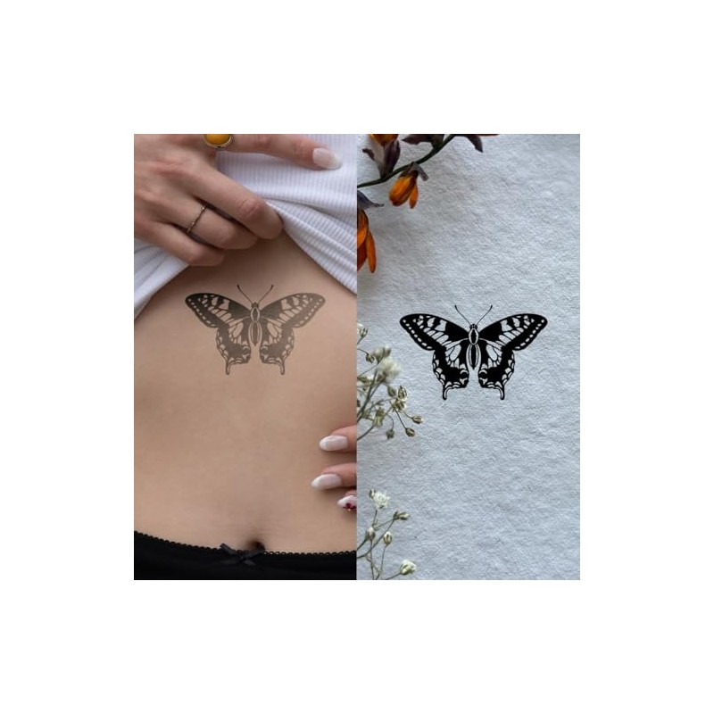 Inkster Tattoo Butterfly Blackwork | Improved Quality | Skin-Friendly &