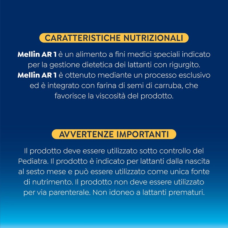 Melllin AR1, Latte Antirigurgito in Polvere per Neonati dalla Nascita