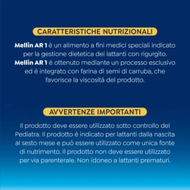 Melllin AR1, Latte Antirigurgito in Polvere per Neonati dalla Nascita al 6° mese, Confezione da 400 g