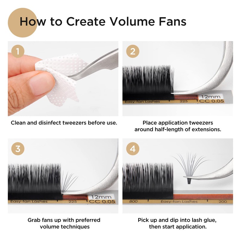 LASHVIEW 1S Fast Fan Silk Individual Eyelash Extensions 0.07mm Thickness