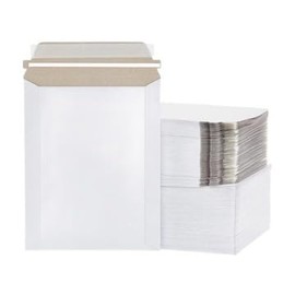 400 Pack 11x13.5 White Rigid Stay Flats Self-Seal Cardboard Envelope Mailers 11"x13.5"