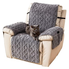 Timrliy Recliner Cover for Lazy Boy Recliner Chair Covers,23Inches Washable Quilted Recliner Chair Covers with Side Pockets,Gray Furniture Protector for Pets/Kids