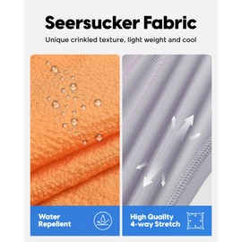 maamgic Men's Swim Trunks 5.5 inch Seersucker 2 in 1 Beach Shorts Quick Dry Bathing Suits with Compression Liner Apricot Large