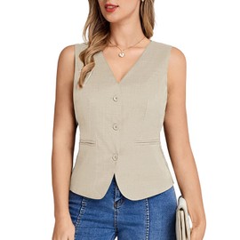 Women's Apricot Vest Tops Business Casual Vest Chalecos De Mujer De Vestir (Apricot, L)