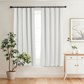 Uqocnh Blackout Curtains 72 inches Long Linen Blend Bedroom Curtains, Rod Pocket Back Tab Black Out Window Curtain Set Living Room Curtains, Full Blackout Curtains 2 Panels Drape, White