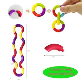 Bambebe 10 Pack Tangle Fidget Toys– Silent Sensory Fidget Toy for Kids and Adults, Removable & Reusable Stress Relief Toys for Anxiety, ADHD, and Focus