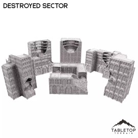 Tabletop Terrain Destroyed Sector 8mm Scale Building Pack - 6mm Tabletop Wargaming - Destroyed Hab 4