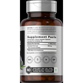 Horbäach Activated Charcoal Capsules 780mg | 120 Count from Coconut Shells | by Horbaach